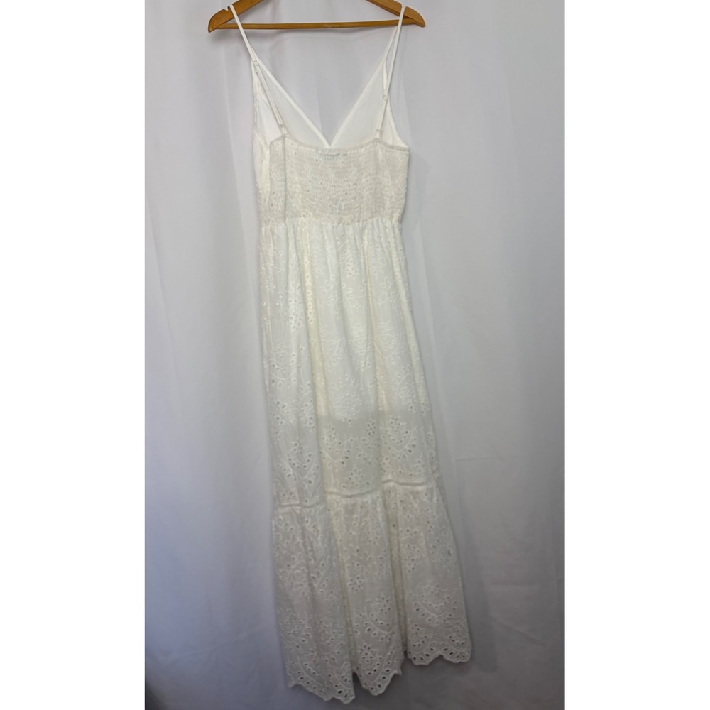 NWT White Eyelet Lace Maxi Dress V-Neck Large Boho Summer Bridal Cottagecore - Picture 6 of 11